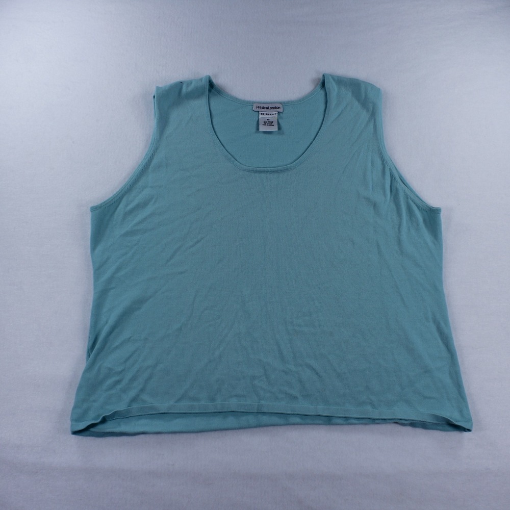 Jessica London Women's Sleeveless Knit Tank Top - Turquoise Blue Plus Size 3X